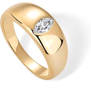 Pavoi Elegant Gold Ring with Diamond Accent